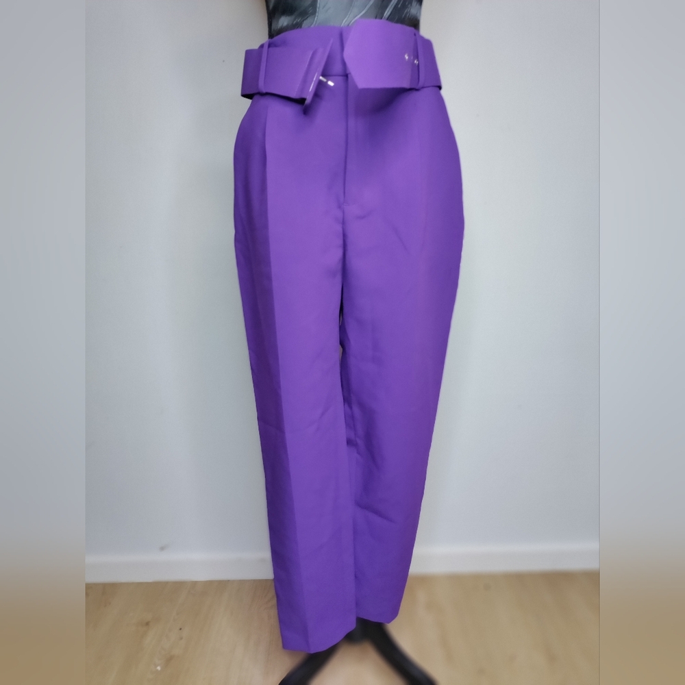 Zara Women's Vibrant Purple Straight Leg Pants - Picture 2 of 10